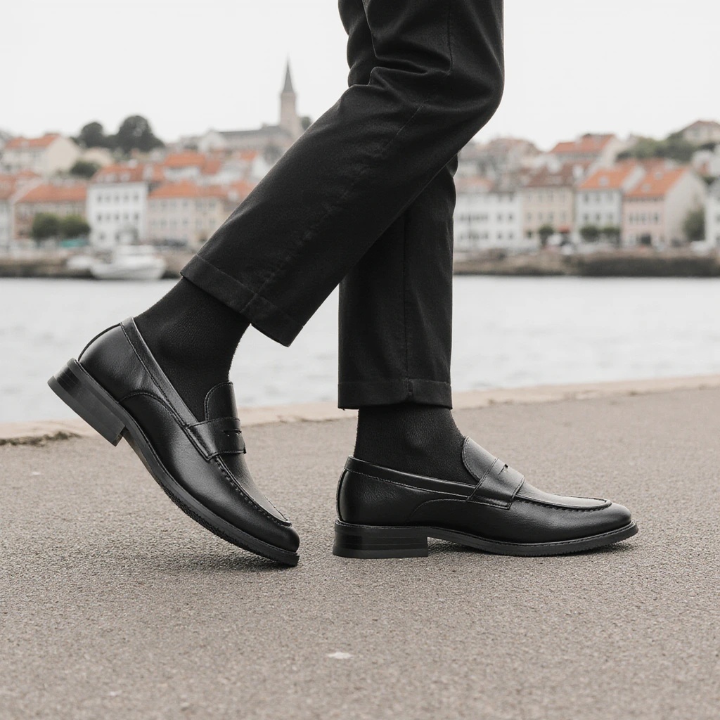 Men Formal Wear Shoes - Men's Black Penny Loafers Classic Business