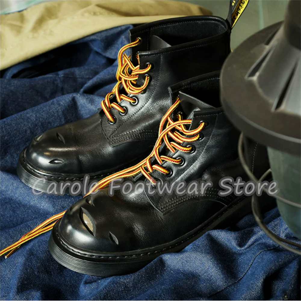 Men'S Formal Style - Damaged Design Round Toe Chunky Bottom
