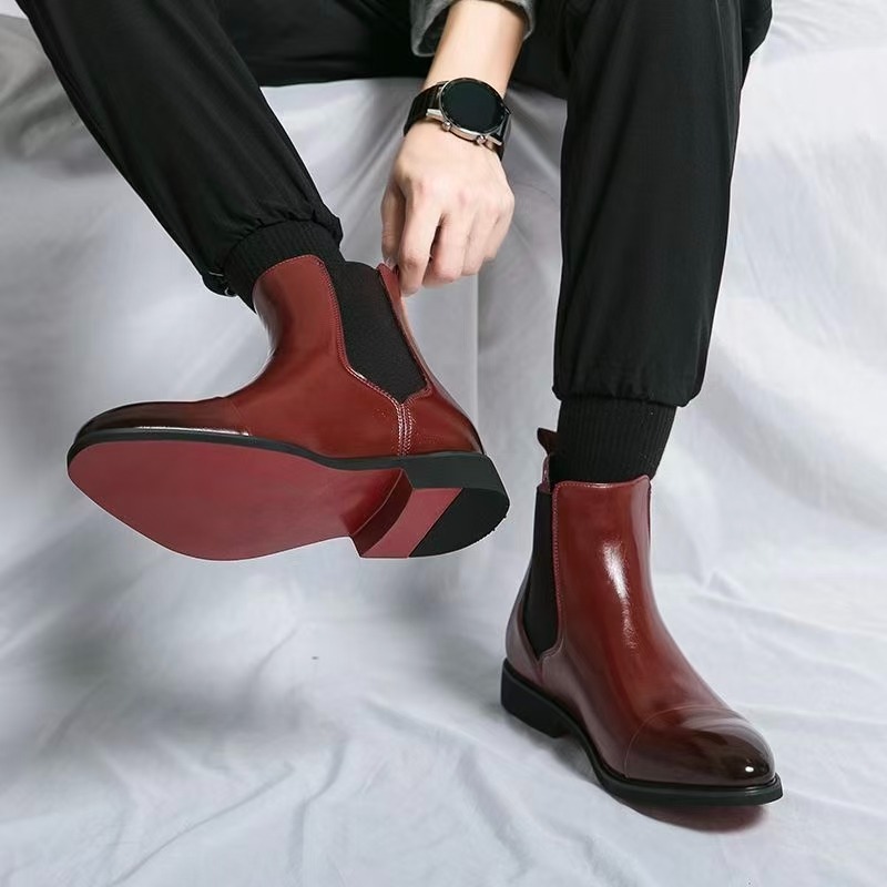 Men'S Formal Style - Men's Classic Red Chelsea Boots Pointed