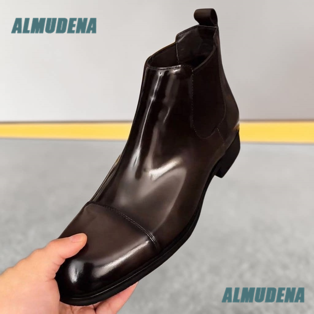 Men'S Formal Style - Men Brown Polished Leather Chelsea Boots