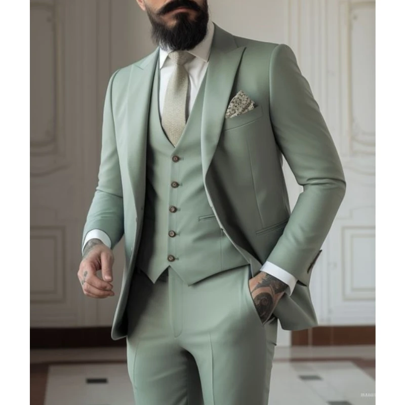Men Formal Wear With Coat - Light green Suits Men Suits 3