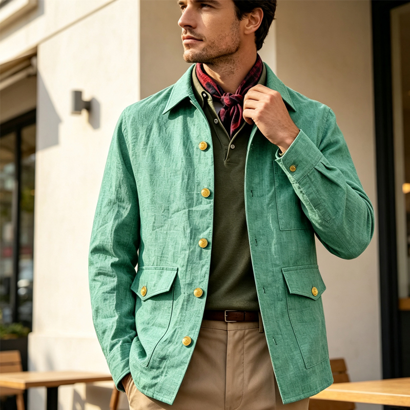 Men Formal Wear With Coat - Vintage Men's Linen Jacket Lapel Collar