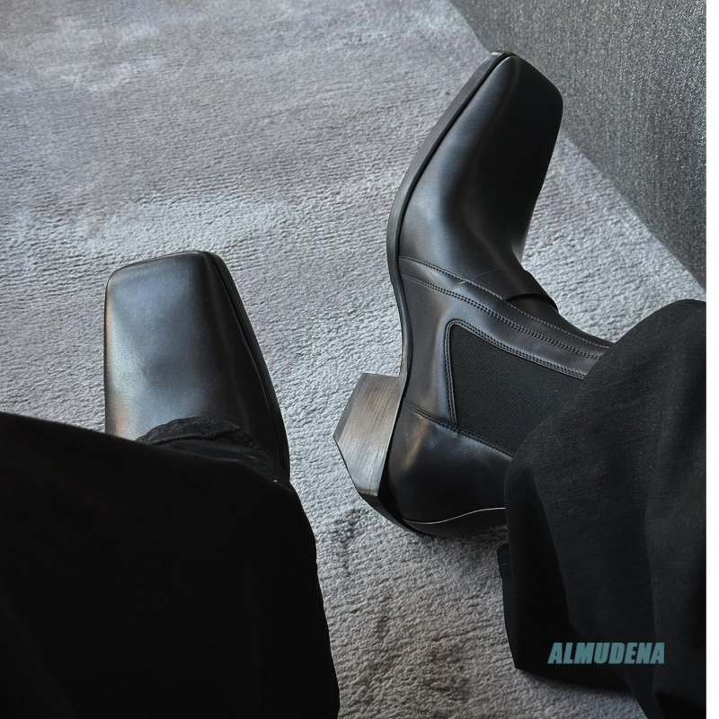 Square Toe Men's Black Leather - огляд і ціна Men'S Formal Style
