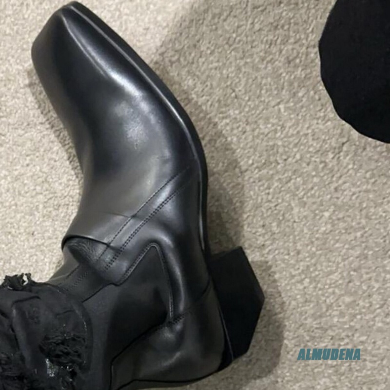 Square Toe Men's Black Leather - огляд і ціна Men'S Formal Style