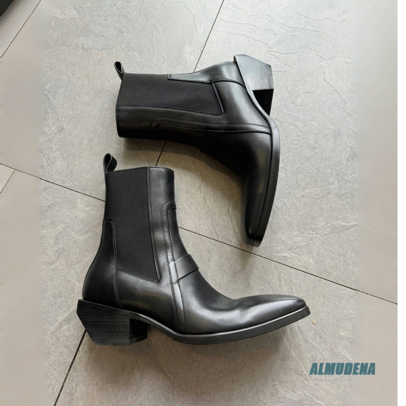 Square Toe Men's Black Leather - огляд і ціна Men'S Formal Style