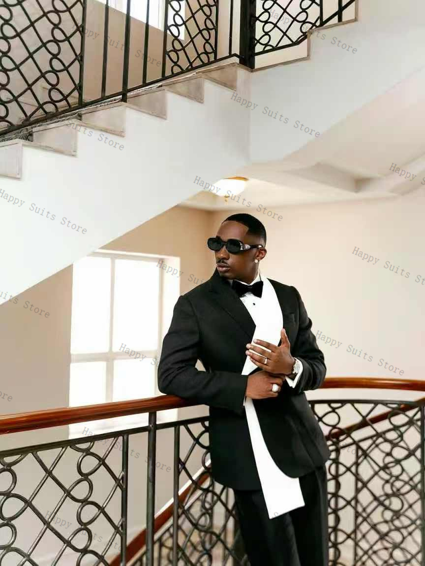 Black White Men Suit Set 2 Pcs - огляд і ціна Men Formal Wear With Coat