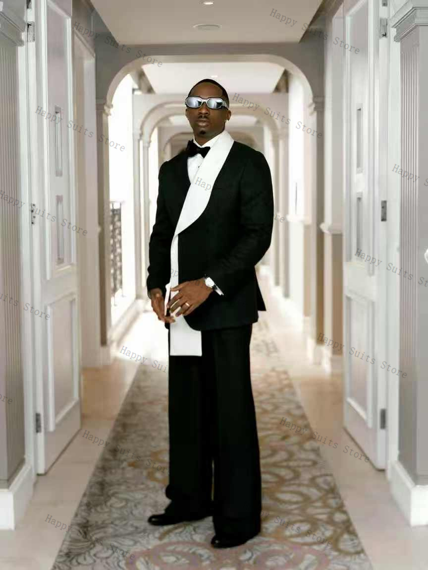 Black White Men Suit Set 2 Pcs - огляд і ціна Men Formal Wear With Coat