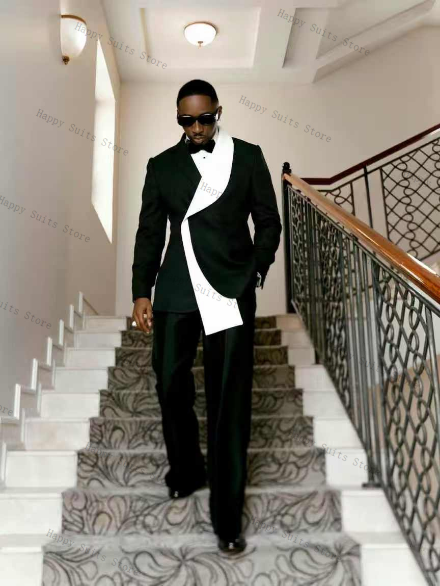 Black White Men Suit Set 2 Pcs - огляд і ціна Men Formal Wear With Coat