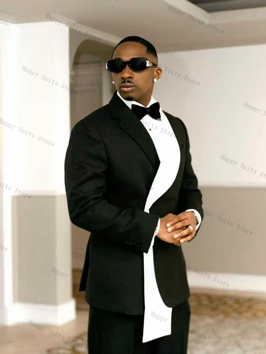 Black White Men Suit Set 2 Pcs - огляд і ціна Men Formal Wear With Coat