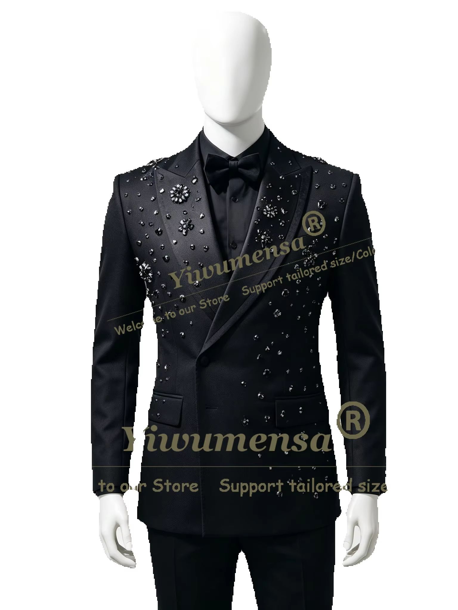 Black Diamond Beaded Suits Men - огляд і ціна Men Formal Wear Clothes