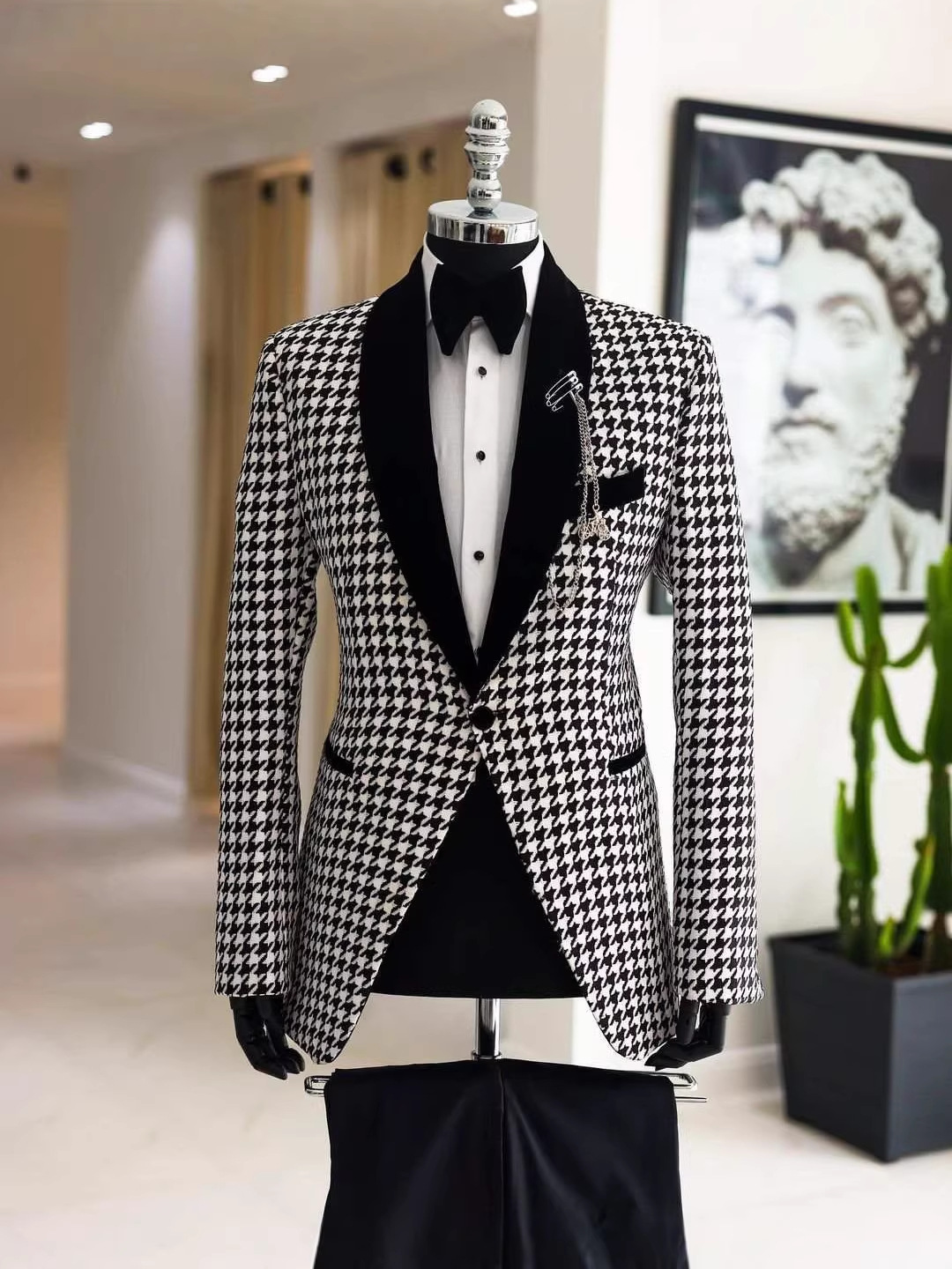 Elegant Houndstooth Plaid  Cus - огляд і ціна Men Formal Wear Clothes