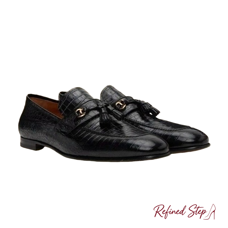 Black Crocodile Print Leather  - огляд і ціна Men Formal Wear Shoes