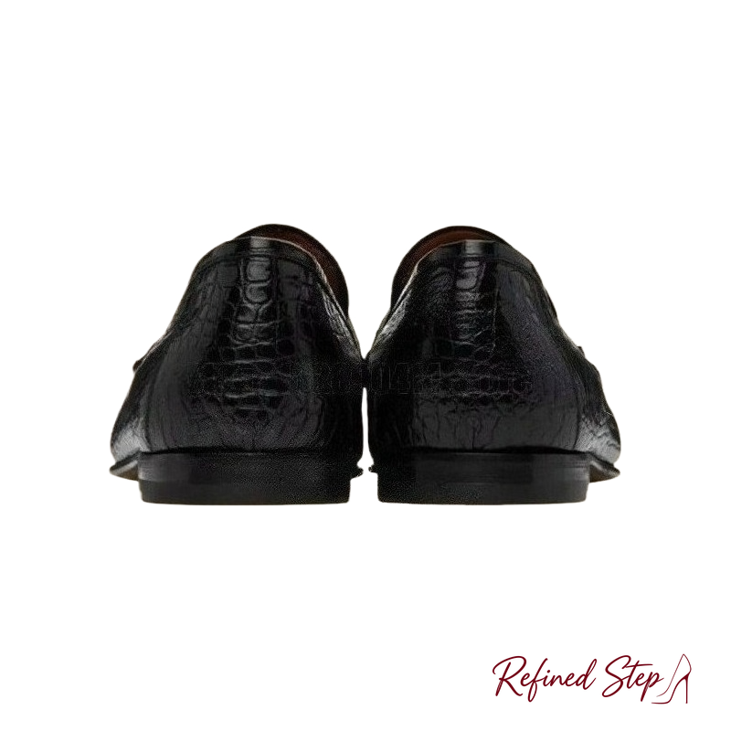 Black Crocodile Print Leather  - огляд і ціна Men Formal Wear Shoes