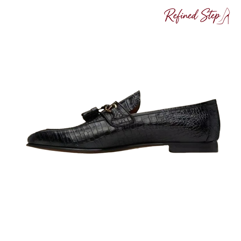 Black Crocodile Print Leather  - огляд і ціна Men Formal Wear Shoes