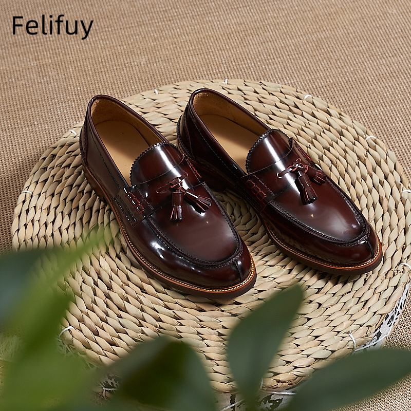 New Brown Men Flat Loafers Cow - огляд і ціна Men Formal Wear Shoes