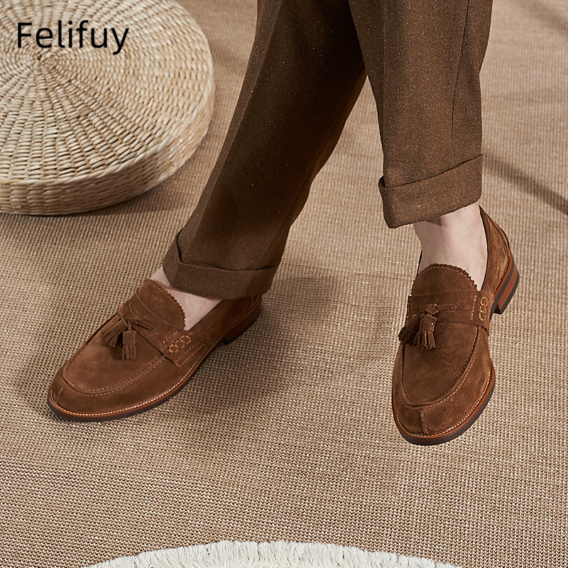 New Brown Men Flat Loafers Cow - огляд і ціна Men Formal Wear Shoes