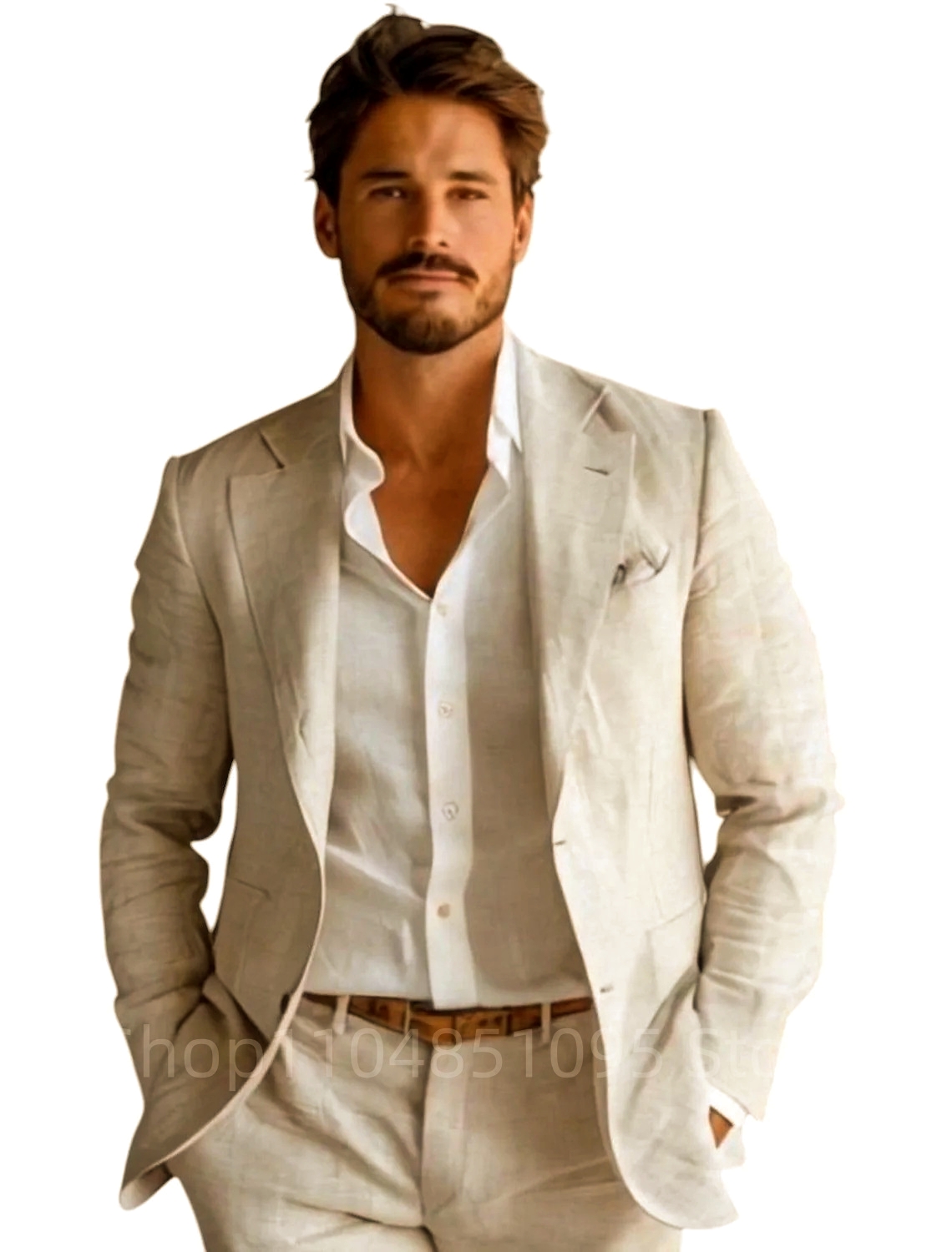 Blue Slim Fit Men's Linen Blaz - огляд і ціна Men Formal Wear With Coat
