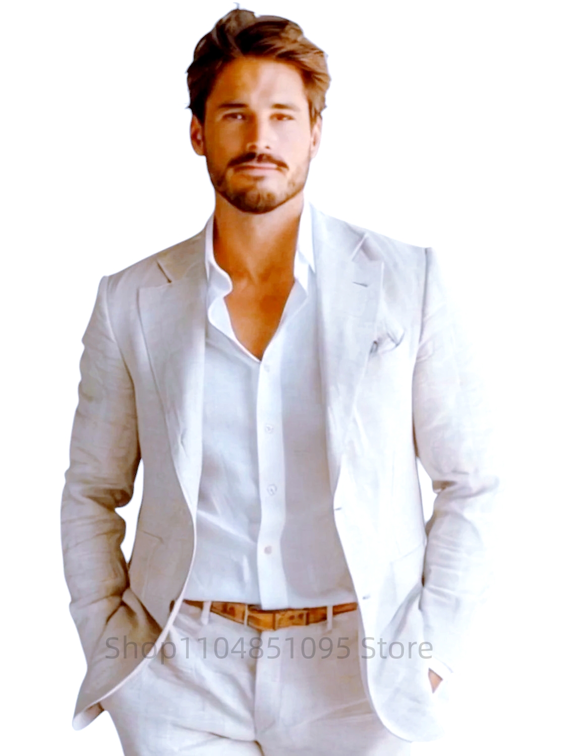 Blue Slim Fit Men's Linen Blaz - огляд і ціна Men Formal Wear With Coat